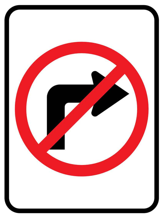 SF No Right Turn Sign 300mm x 400mm - New Signs