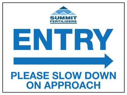 SF Summit Fertilizer Entry (Right Arrow) Sign 1200mm x 900mm - New Signs