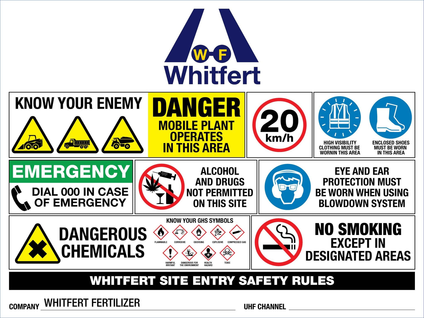 SF Whitfert Fertilizer Site Entry Sign 1200mm x 900mm - New Signs