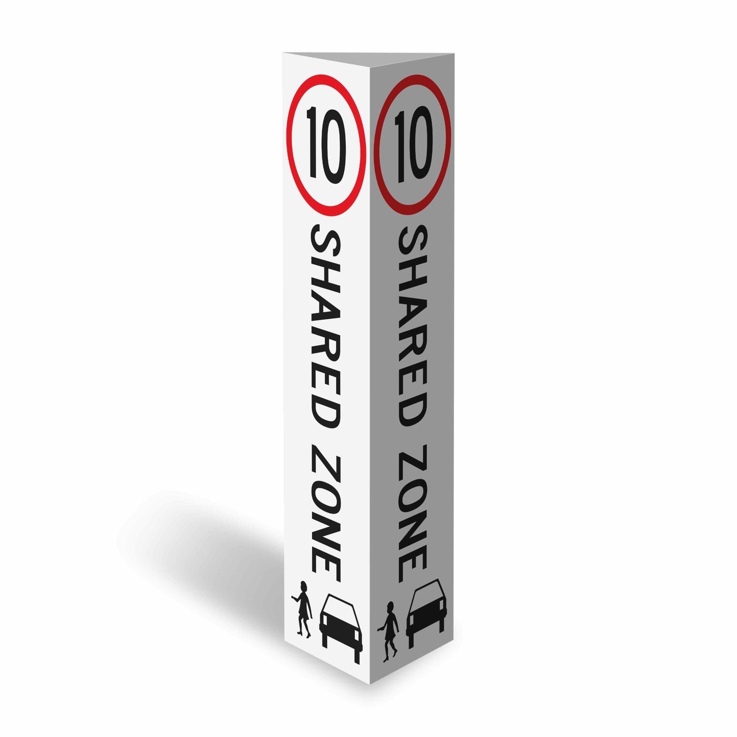 Shared Zone 10km Speed Limit - Corflute Bollard Cover - New Signs