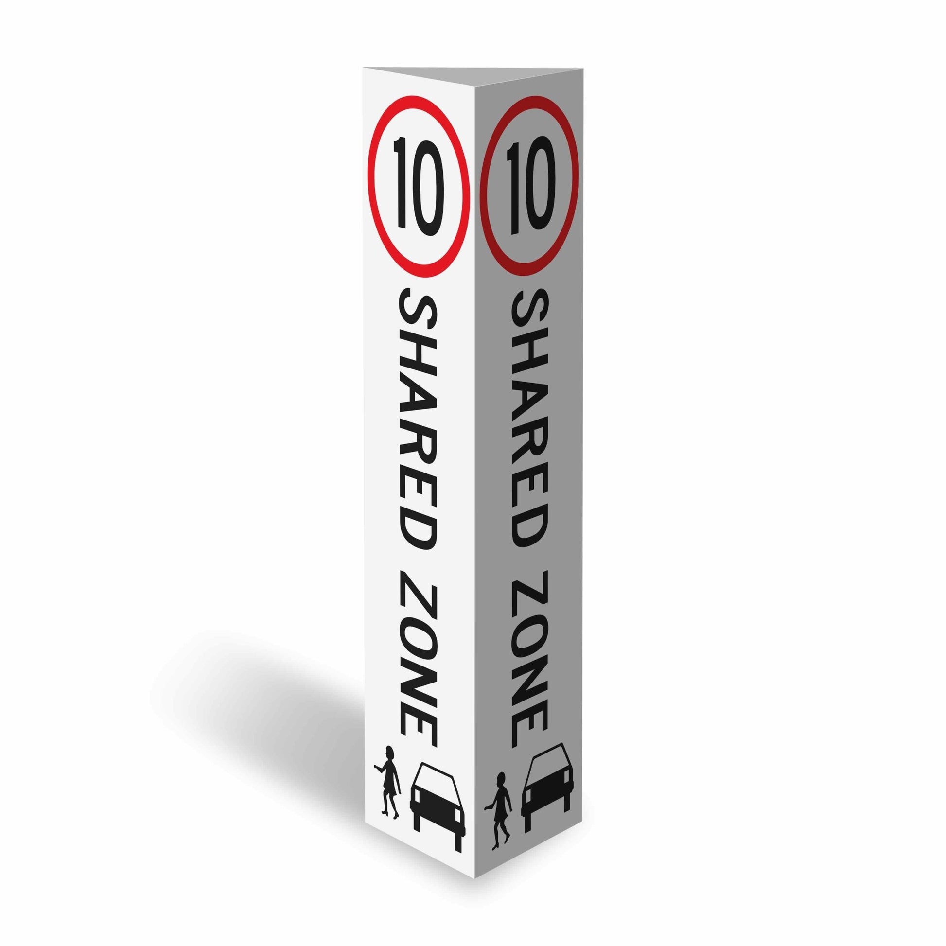 Shared Zone 10km Speed Limit - Corflute Bollard Cover - New Signs