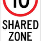 Shared Zone 10km Speed Limit - Corflute Bollard Traffic Signs - New Signs
