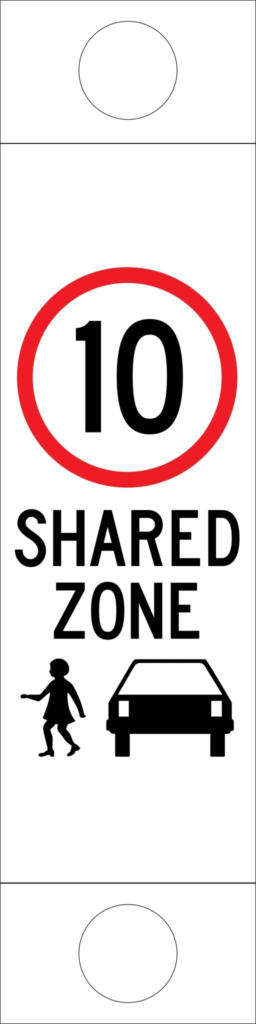 Shared Zone 10km Speed Limit - Corflute Bollard Traffic Signs - New Signs