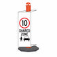 Shared Zone 10km Speed Limit - Corflute Bollard Traffic Signs - New Signs