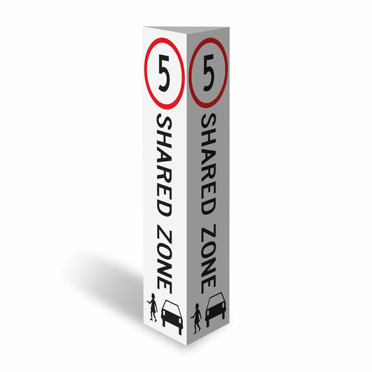 Shared Zone 5km Speed Limit - Corflute Bollard Cover - New Signs