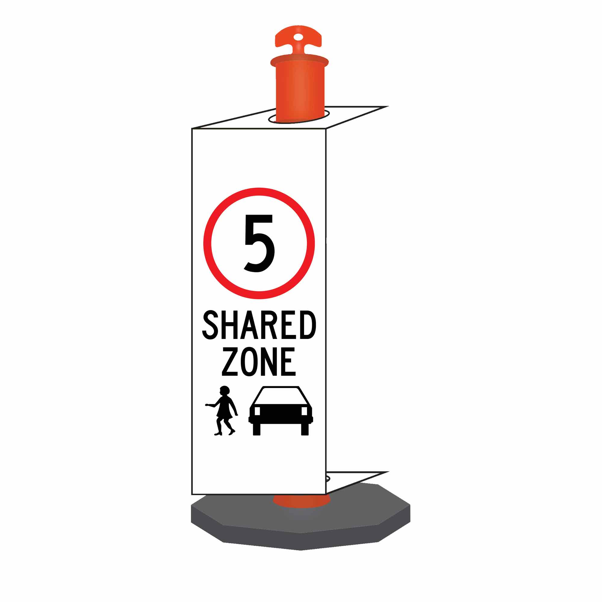 Shared Zone 5km Speed Limit - Corflute Bollard Traffic Signs – New Signs