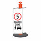 Shared Zone 5km Speed Limit - Corflute Bollard Traffic Signs - New Signs