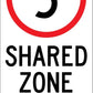 Shared Zone 5km Speed Limit - Corflute Bollard Traffic Signs - New Signs