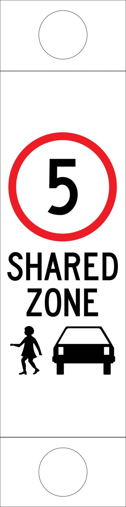 Shared Zone 5km Speed Limit - Corflute Bollard Traffic Signs - New Signs