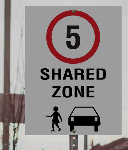 Shared Zone 5km Speed Limit Sign - New Signs