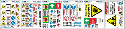 Single Tipper Machine Safety Sticker Set - New Signs
