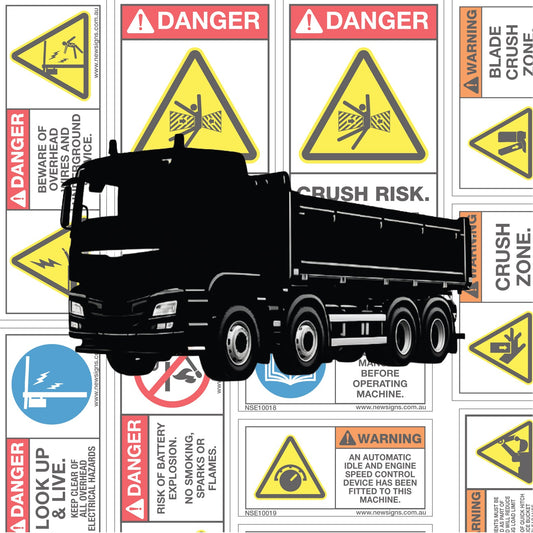 Single Tipper Machine Safety Sticker Set - New Signs