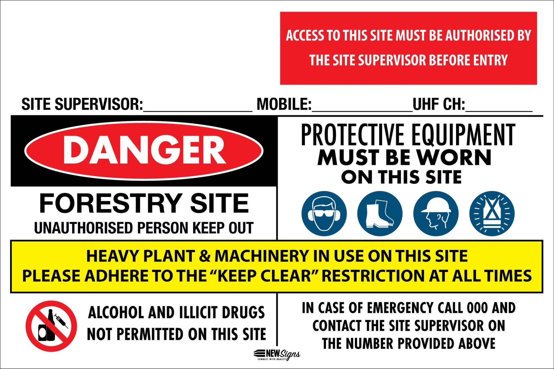 Site Entry Forestry Sign - New Signs