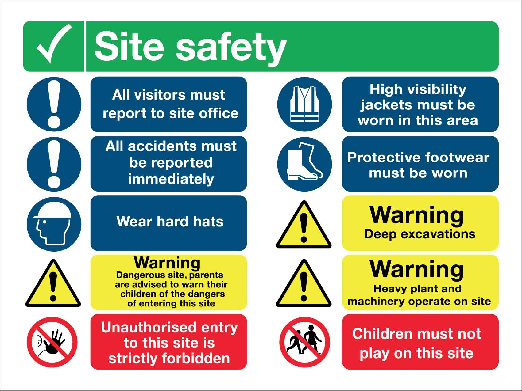 Site Safety Colour Markings OHS Sign - New Signs