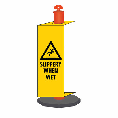 Slippery When Wet - Corflute Bollard Traffic Signs - New Signs