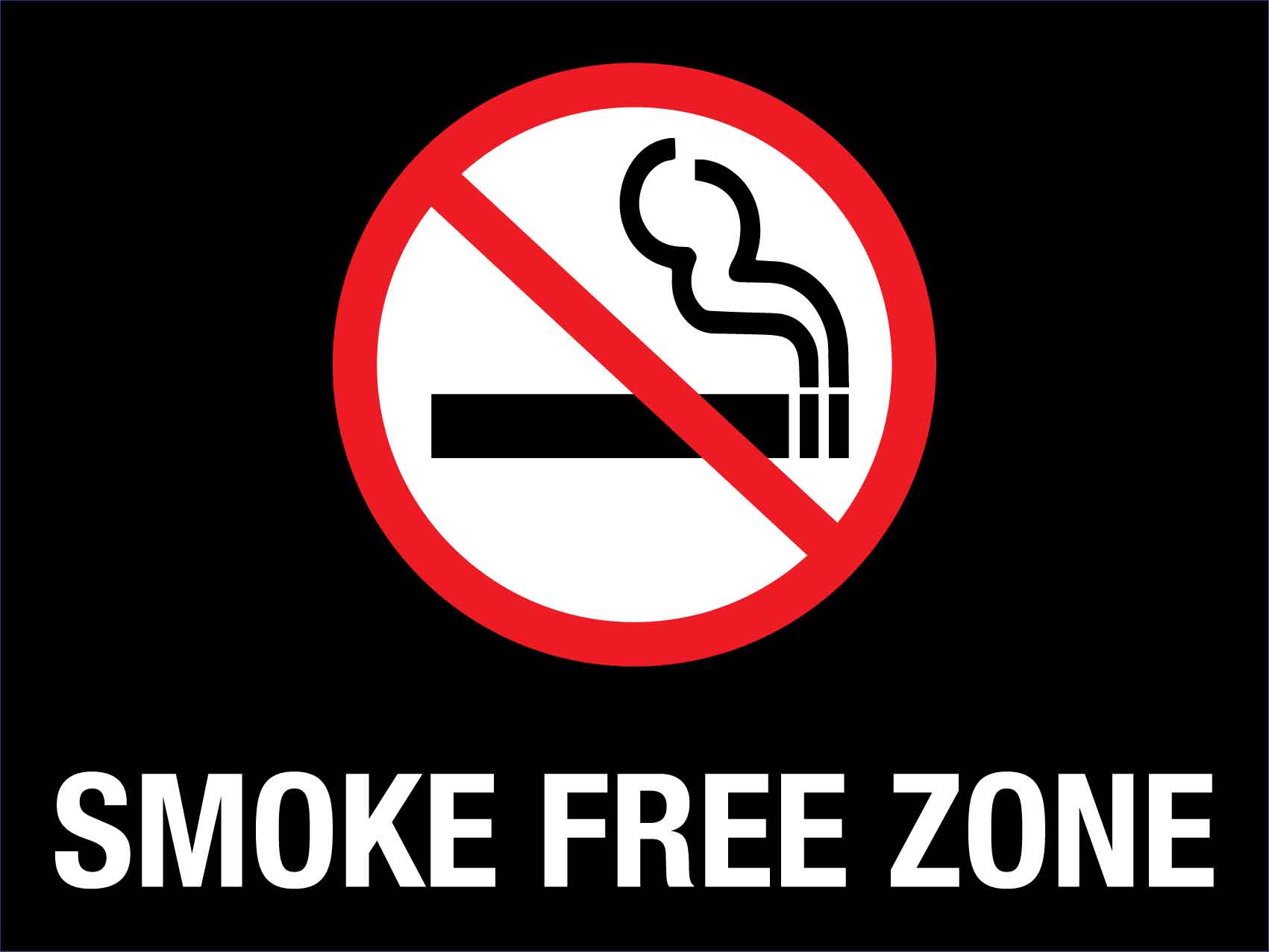 Smoke Free Zone Black Sign - New Signs
