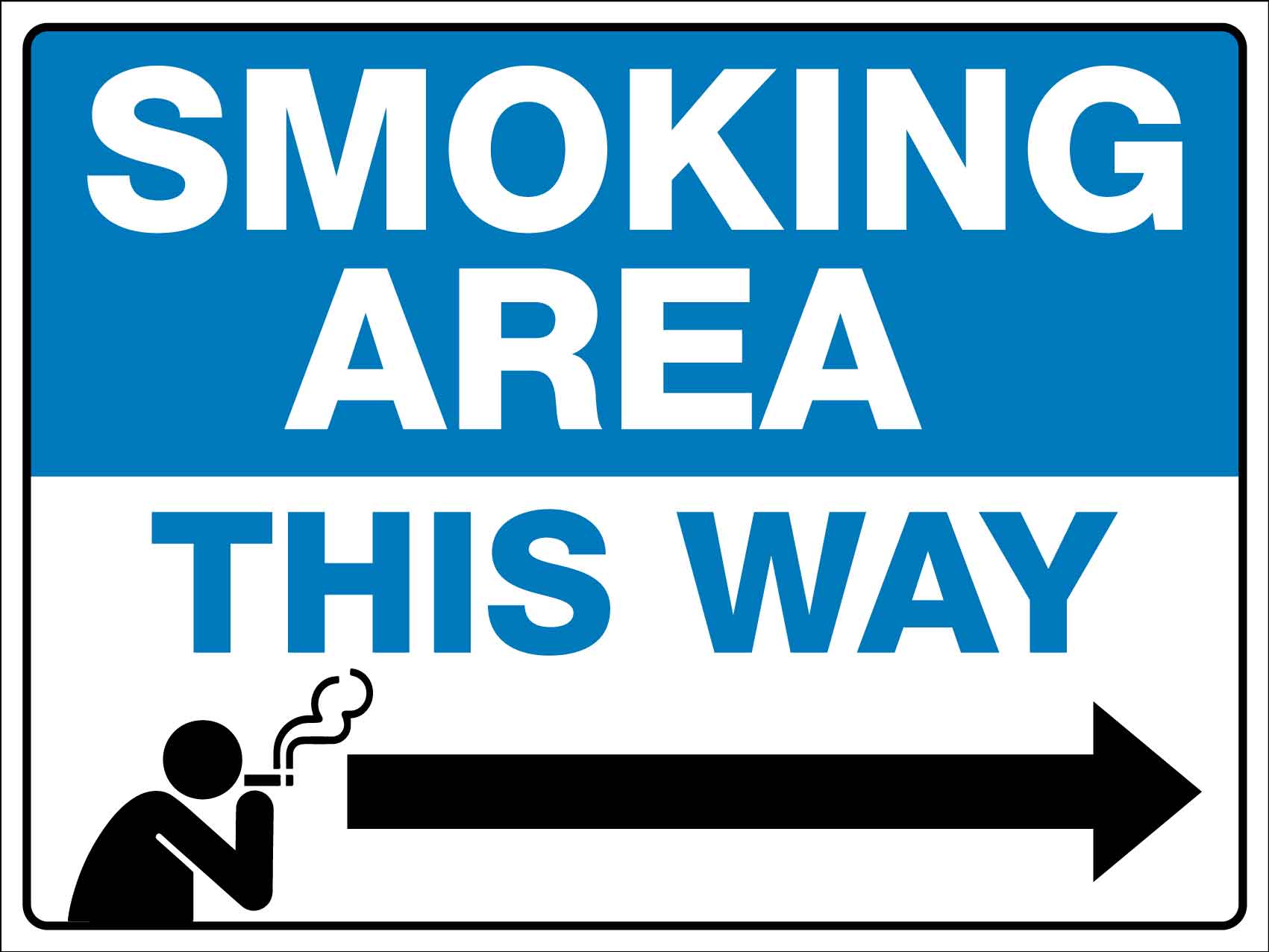 Smoking Area This Way Right Arrow Sign - New Signs