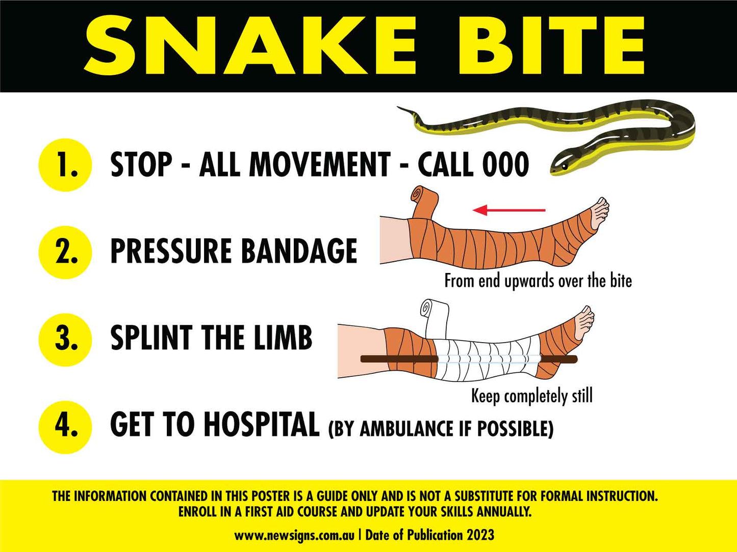 Snake Bite Guide Sign - New Signs