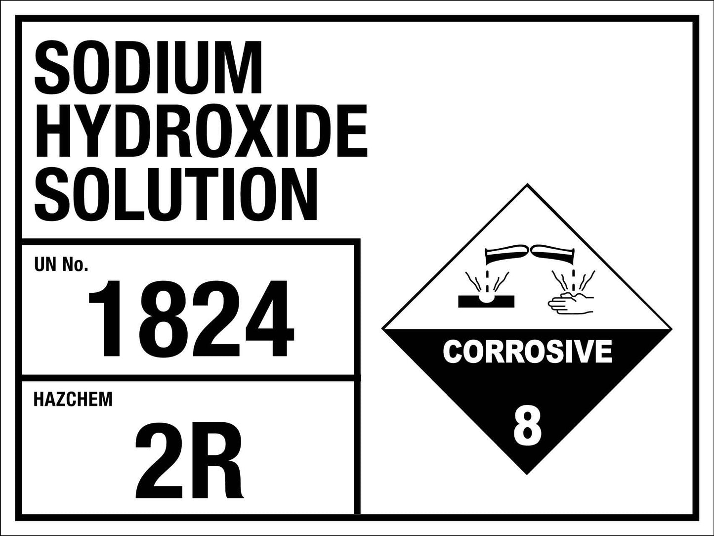 Sodium Hydroxide Solution 1824 2R Sign - New Signs