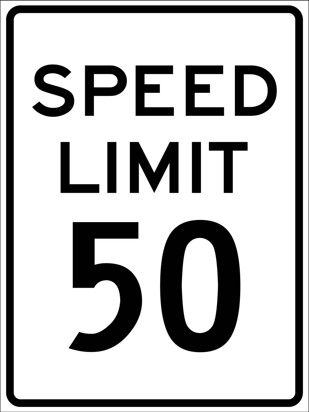 Speed Limit 50 Sign - New Signs