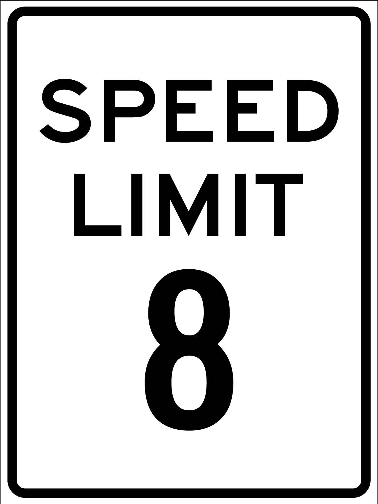 Speed Limit 8 Sign - New Signs