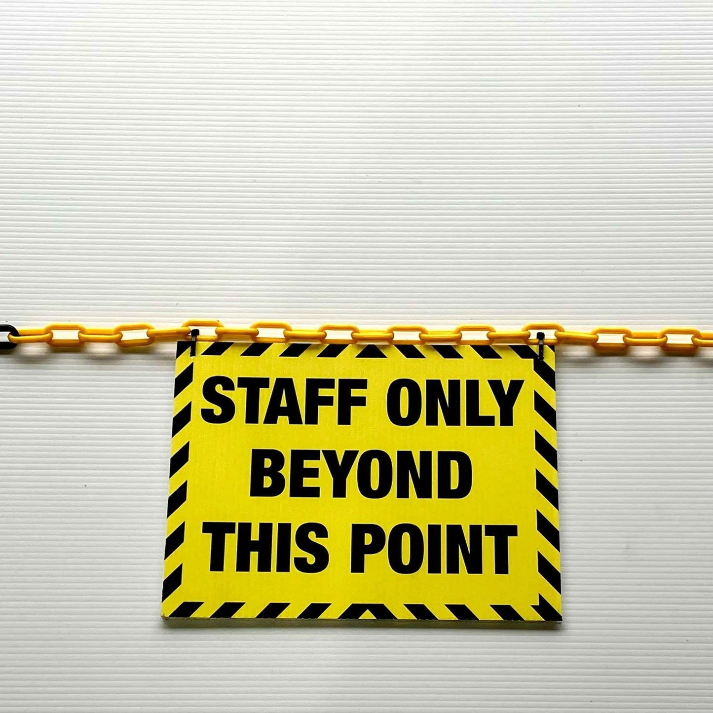 Staff Only Beyond This Point Corflute Factory Sign + Safety Chain - New Signs