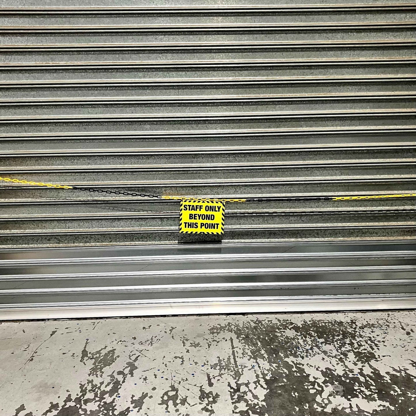 Staff Only Beyond This Point Corflute Factory Sign + Safety Chain - New Signs