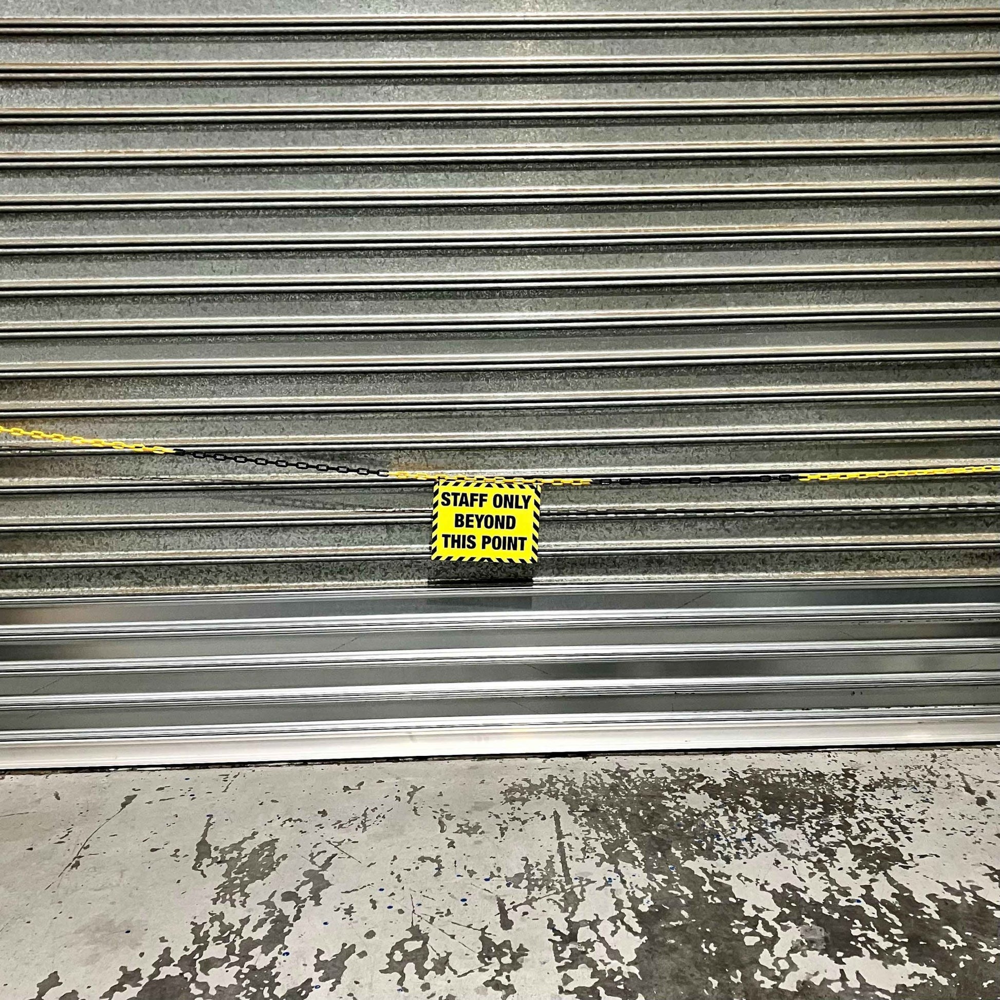 Staff Only Beyond This Point Corflute Factory Sign + Safety Chain - New Signs