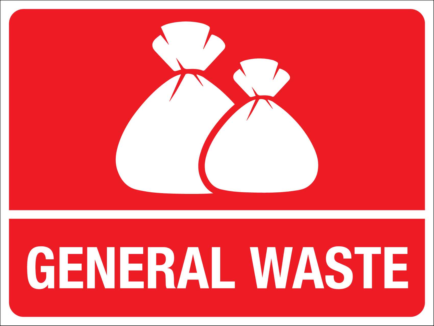 Standard General Waste Large Bin Sticker - New Signs
