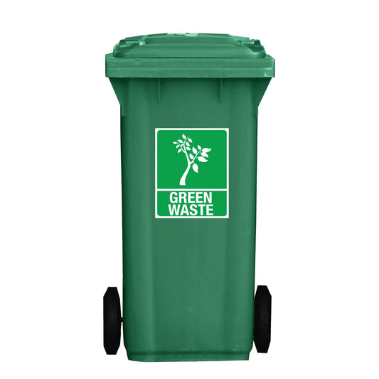 Standard Green Waste Wheelie Bin Stickers - New Signs
