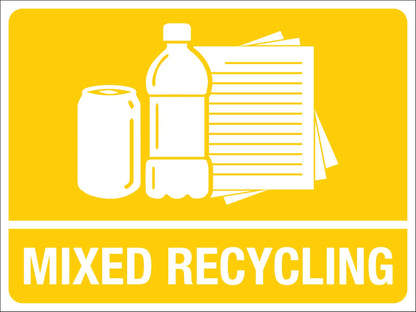 Standard Mixed Recycling Large Bin Sticker - New Signs