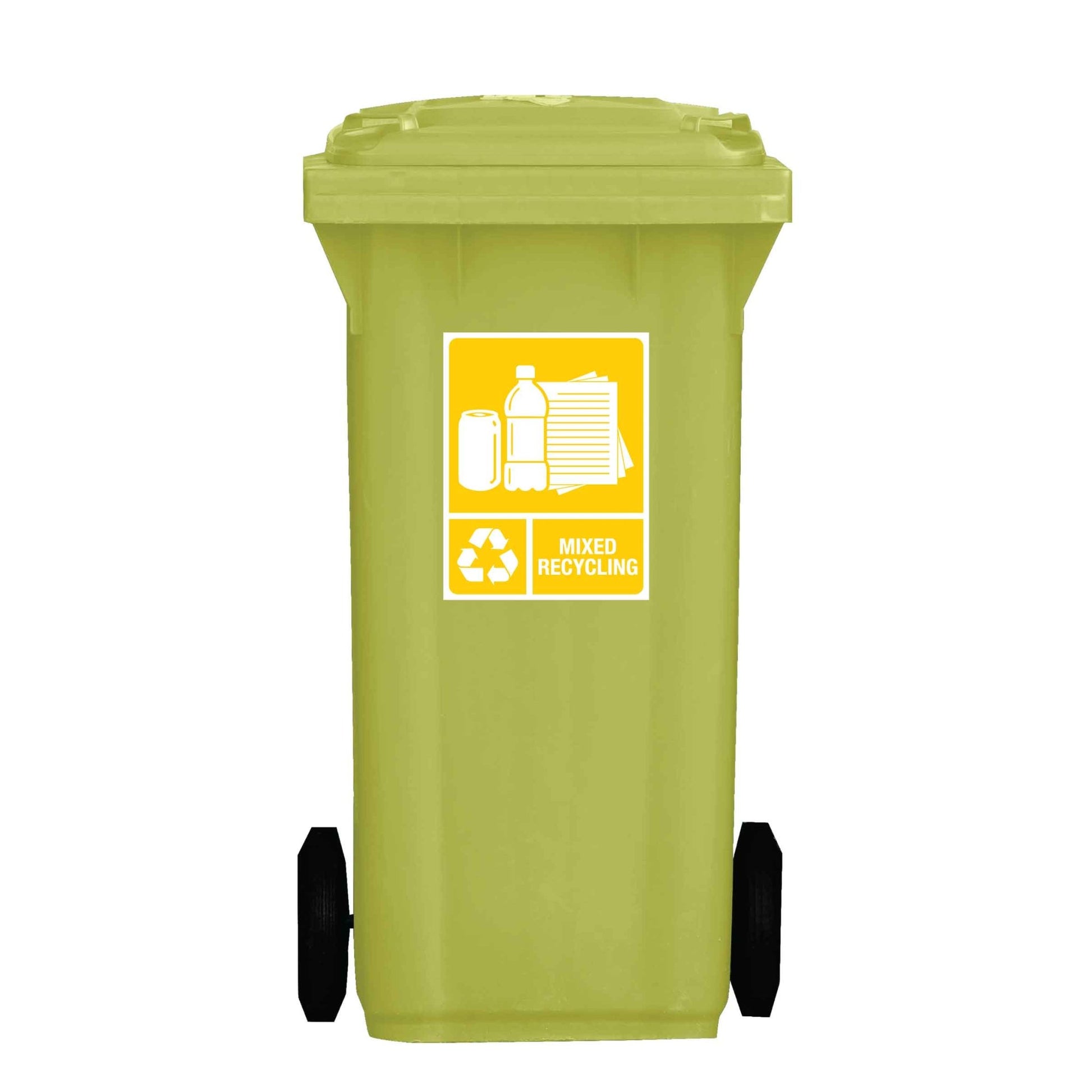 Standard Mixed Recycling Wheelie Bin Stickers - New Signs