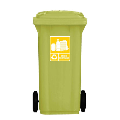 Standard Mixed Recycling Wheelie Bin Stickers - New Signs