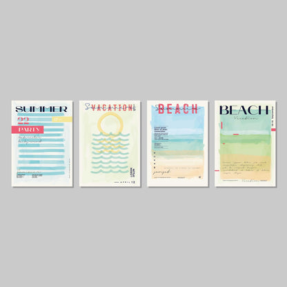 Summer Beach Poster Wall Art Prints (Set of 4) - New Signs