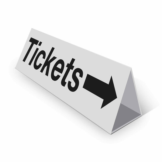Tickets Right Arrow - Landscape Corflute Toblerone Signs - New Signs