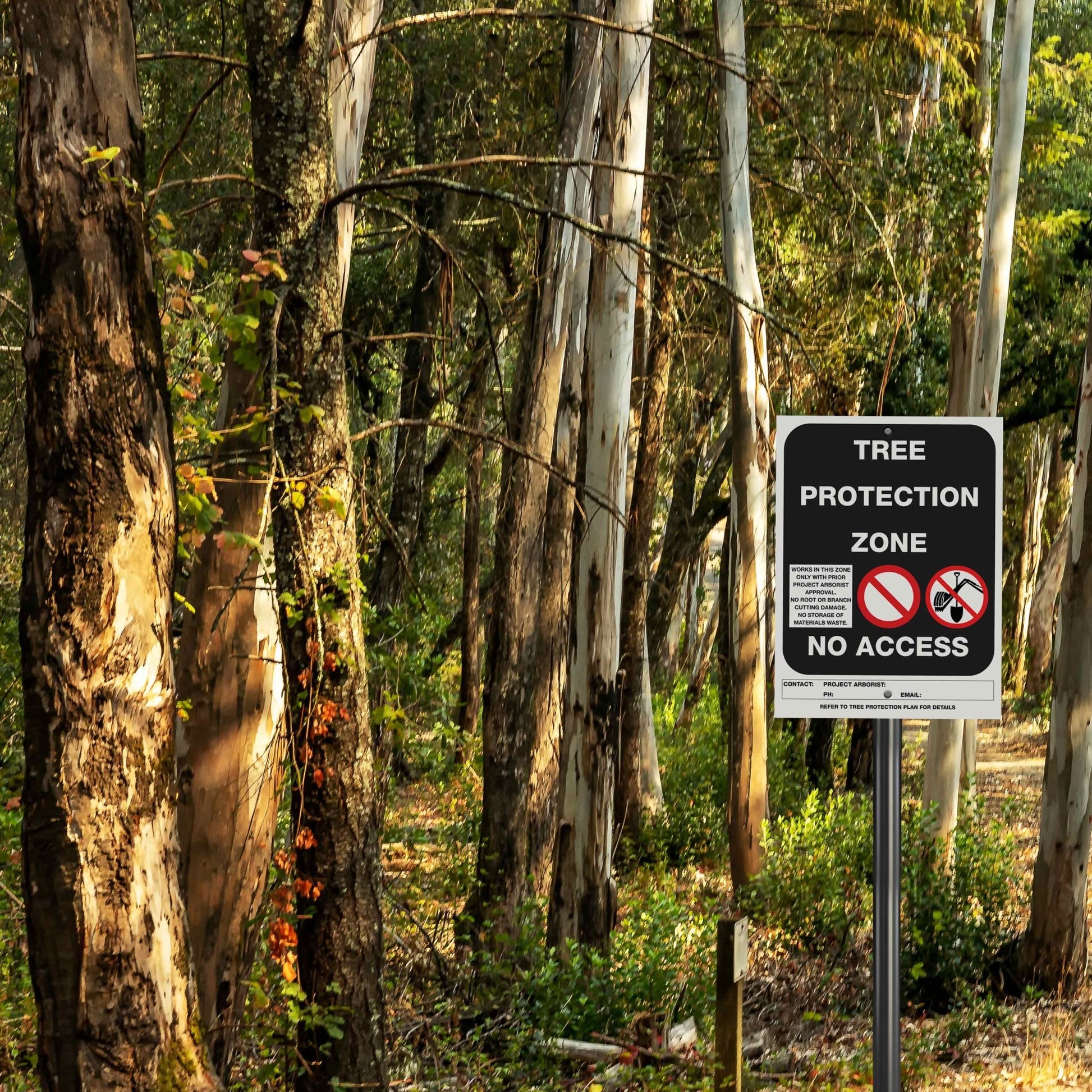 Tree Protection Zone No Access Black Sign - New Signs