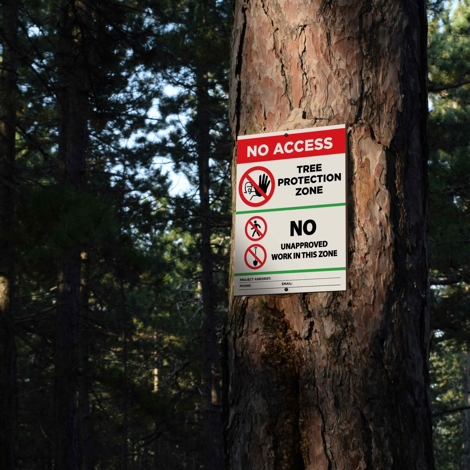 Tree Protection Zone No Access Custom Red Sign - New Signs