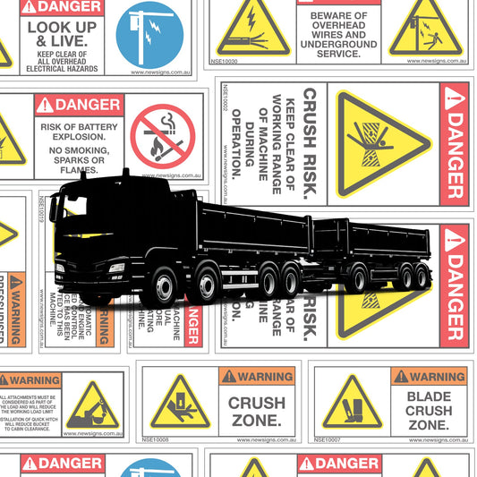 Truck and Tipper Machine Safety Sticker Set - New Signs