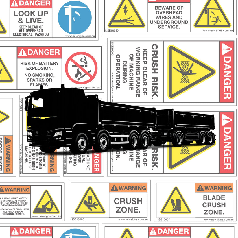 Truck and Tipper Machine Safety Sticker Set – New Signs