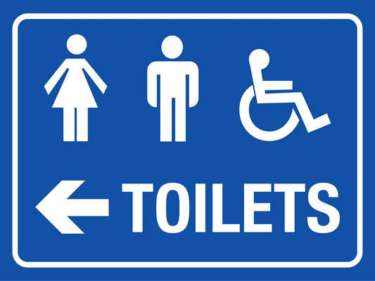 Unisex Disabled Toilet Arrow Left Sign - New Signs