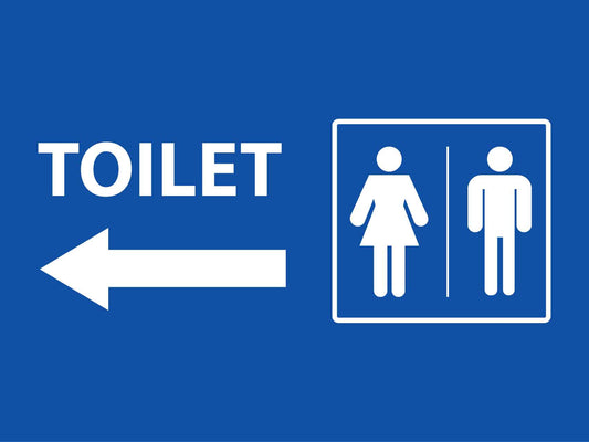 Unisex Toilet Arrow Left Sign - New Signs