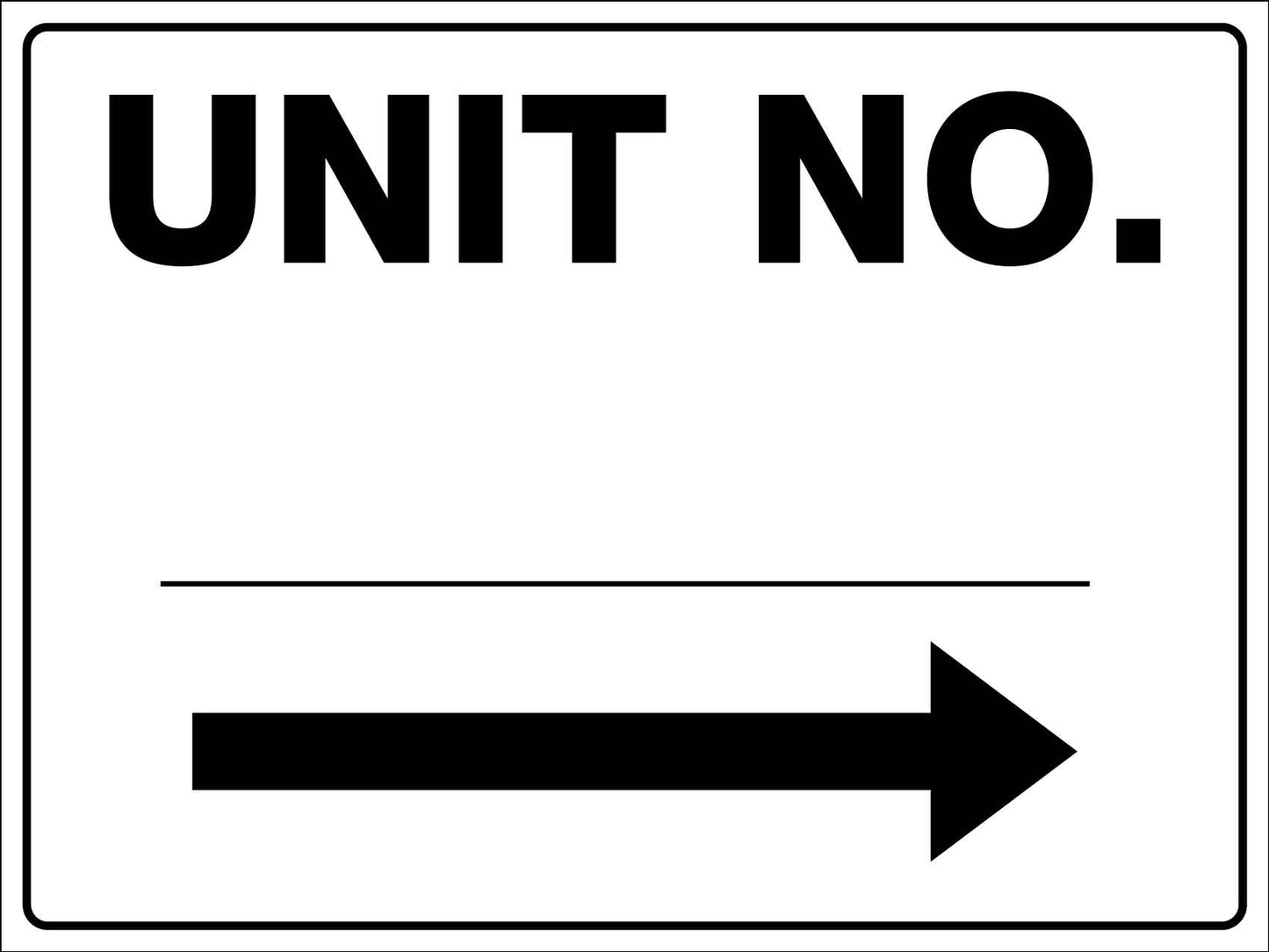 Unit Number Right Arrow Sign - New Signs