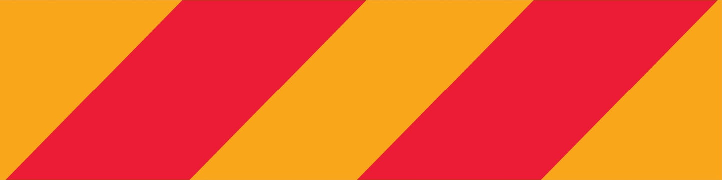 Vehicle Rear Marker Red Yellow Candy Plates (Left Hand Side) 600mm x 150mm Reflective - New Signs