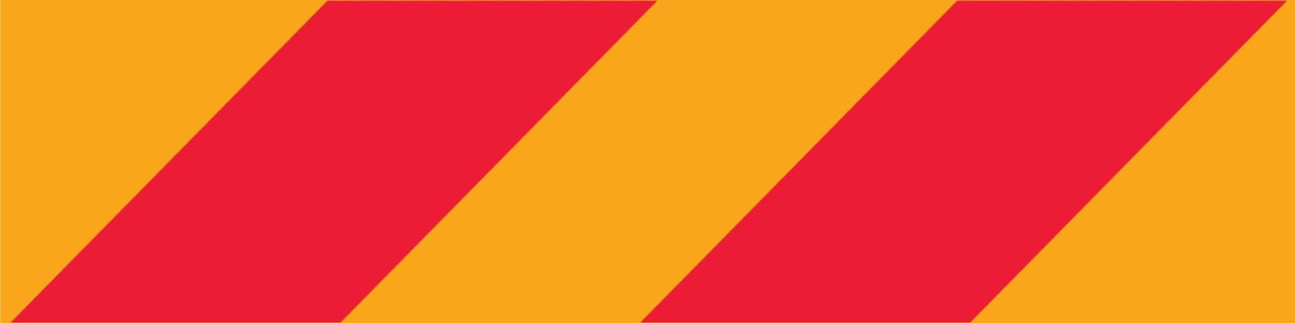 Vehicle Rear Marker Red Yellow Candy Plates (Left Hand Side Only) 400mm x 100mm Reflective Sign - New Signs