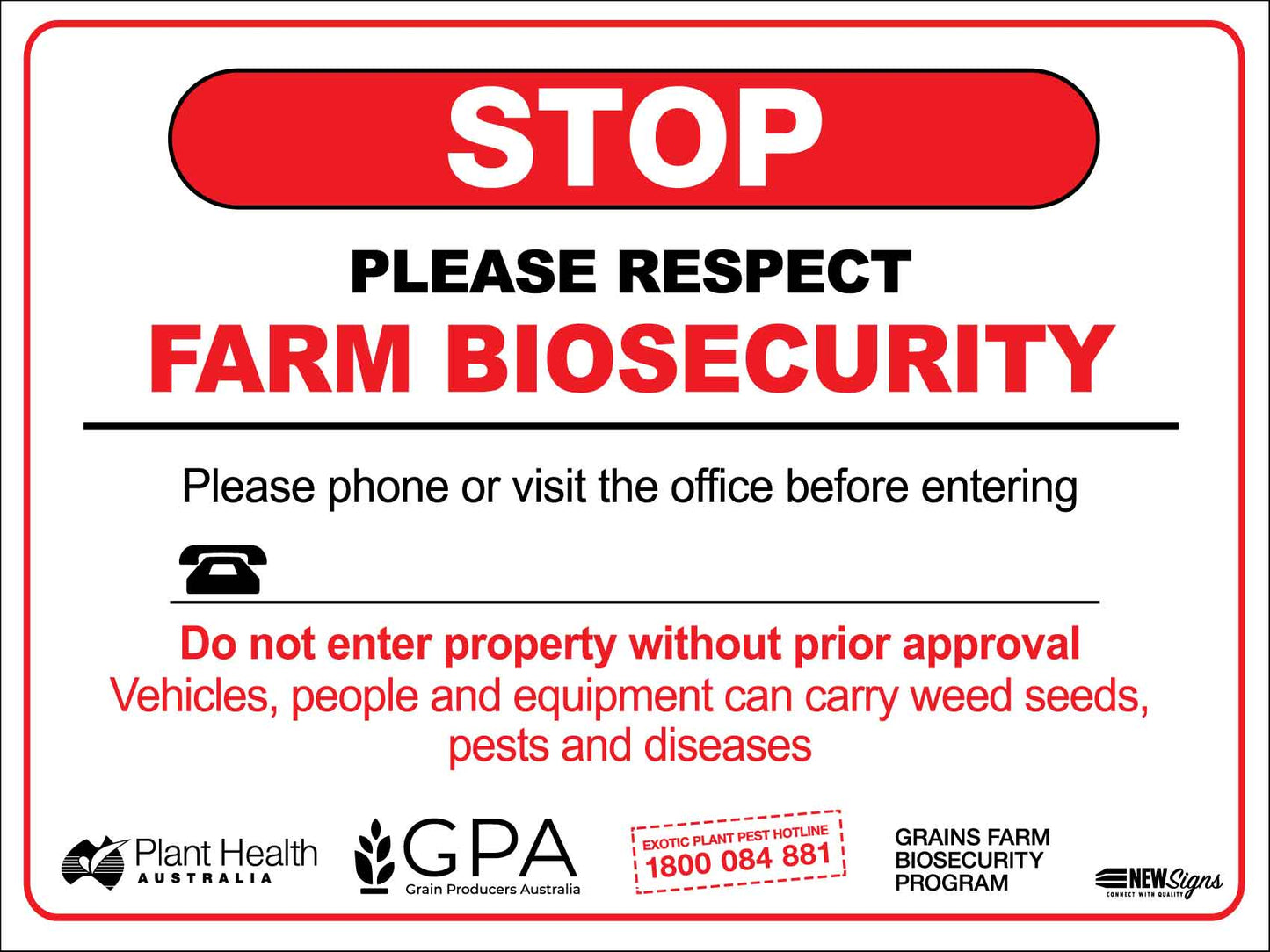 Visitors Farm Biosecurity Logos Sign - New Signs