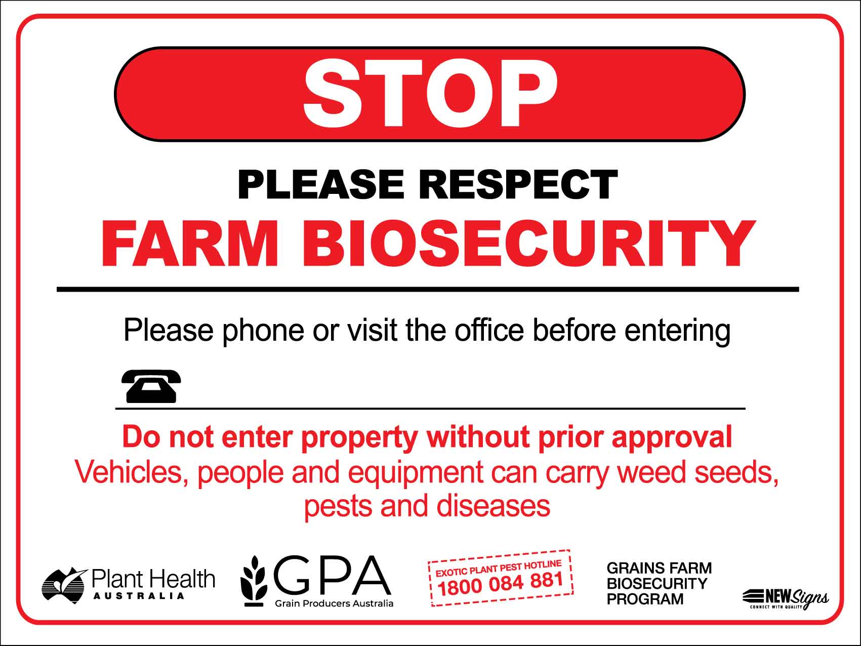 Visitors Farm Biosecurity Logos Sign - New Signs