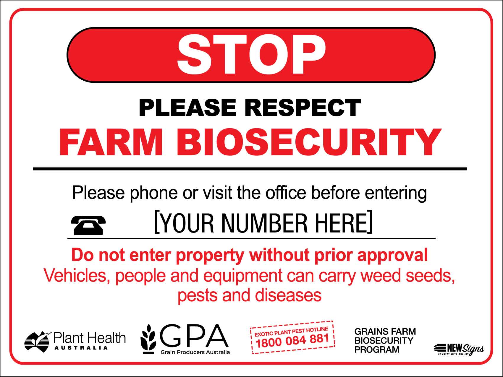Visitors Farm Biosecurity Logos Sign - New Signs