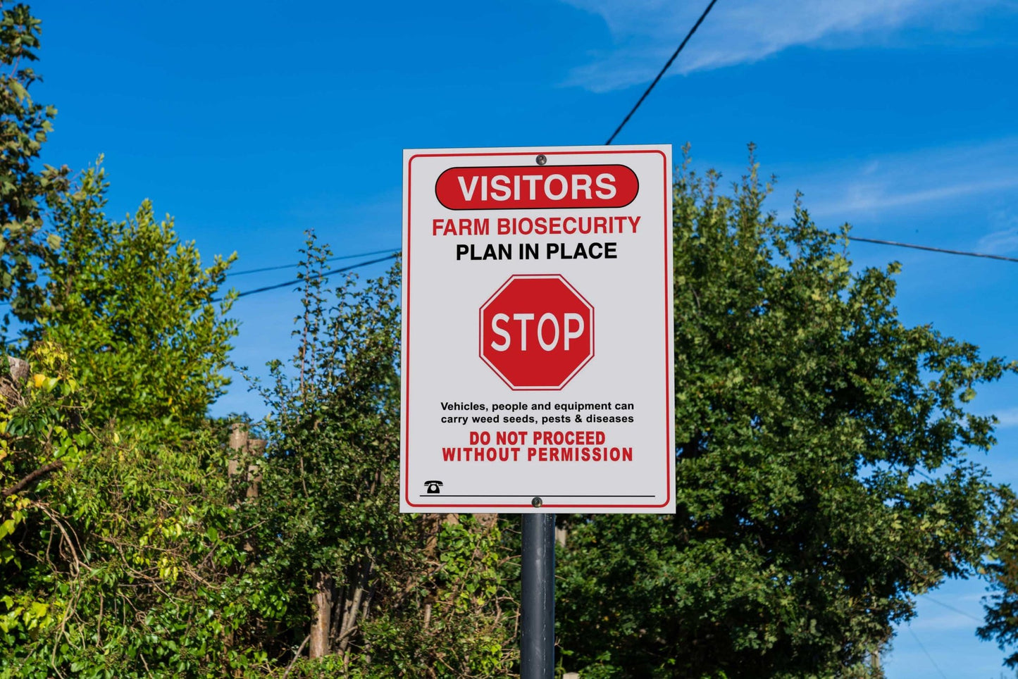Visitors Farm Biosecurity Plan In Place Stop Sign - New Signs