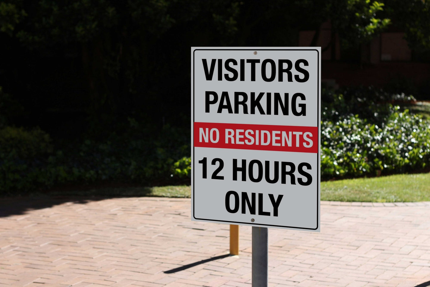 Visitors Parking No Residents 12 Hours Only Sign - New Signs