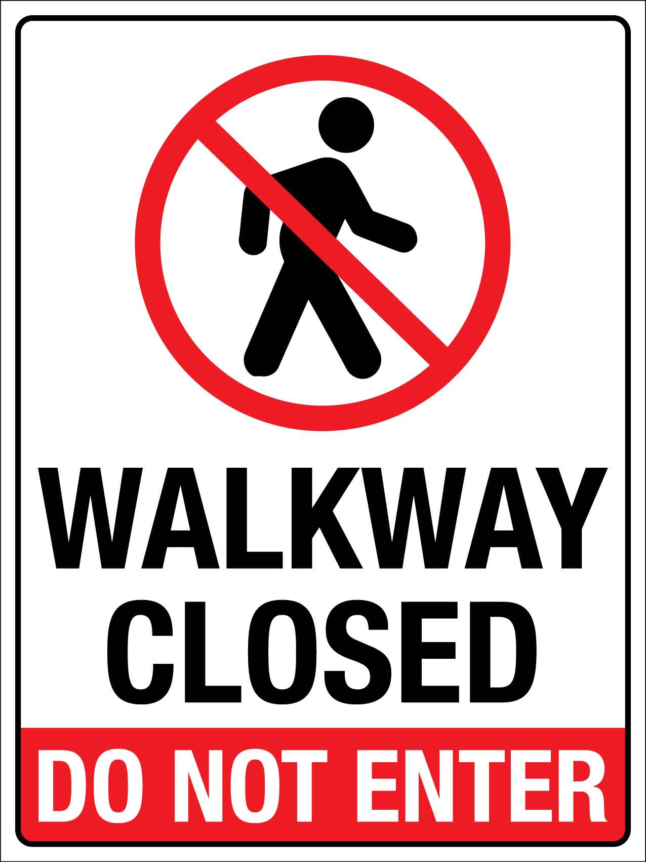 Walkway Closed Do Not Enter Sign - New Signs